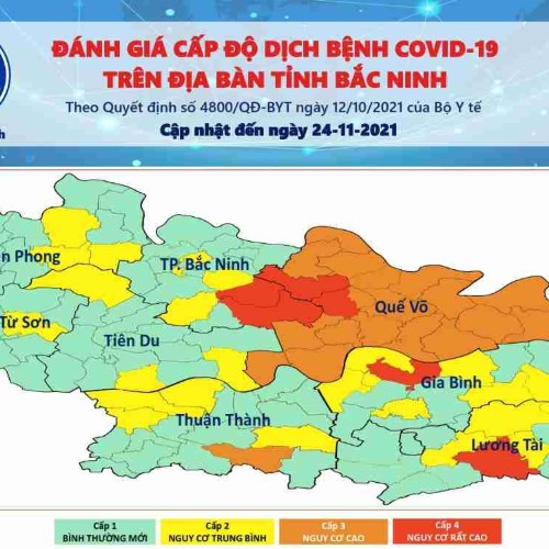CẤP ĐỘ DỊCH BỆNH COVID-19 TRÊN ĐỊA BÀN TỈNH BẮC NINH (24/11/2021)