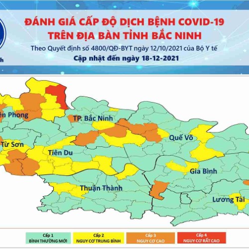 Cấp độ dịch Covid-19 tỉnh Bắc Ninh (18/12/2021)
