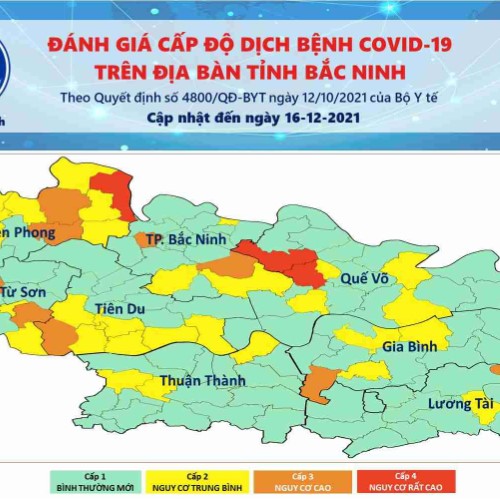 Cấp độ dịch Covid-19 tỉnh Bắc Ninh (16/12/2021)