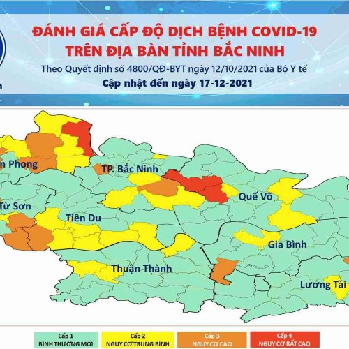 Cấp độ dịch Covid-19 tỉnh Bắc Ninh (17/12/2021)