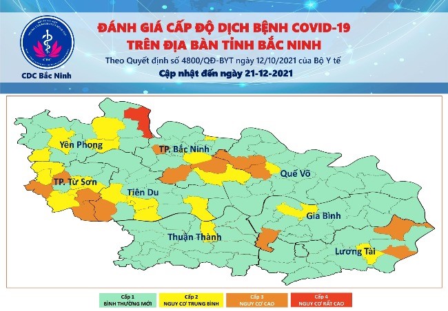 Cấp độ dịch Covid-19 tỉnh Bắc Ninh (21/12/2021)