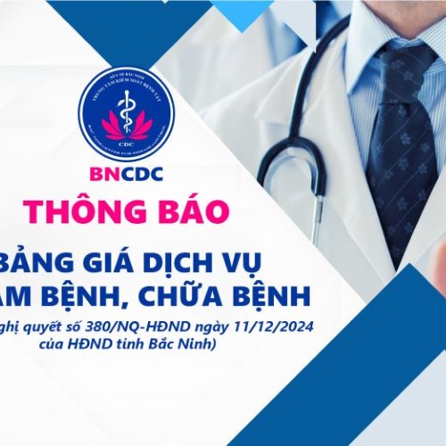 Thông báo: Bảng giá dịch vụ khám, chữa bệnh