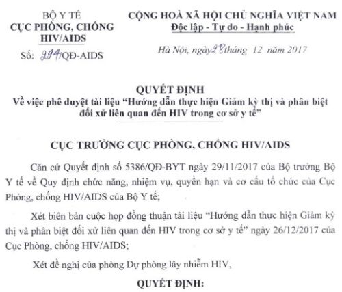Quyết định số 294/QĐ-AIDS ngày 28/12/2017 về việc phê duyệt tài liệu 