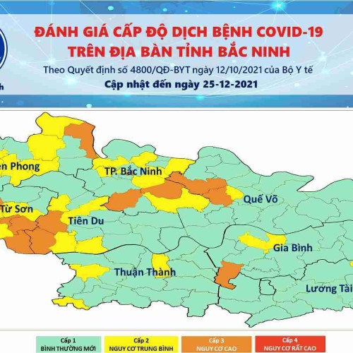 Cấp độ dịch COVID-19 tỉnh Bắc Ninh (25/12/2021)