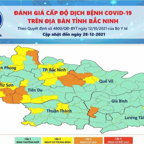 Cấp độ dịch COVID-19 tỉnh Bắc Ninh (28/12/2021)