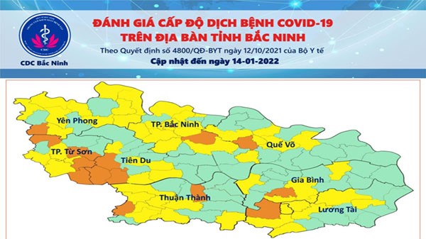 Cấp độ dịch COVID-19 tỉnh Bắc Ninh (14/01/2022)