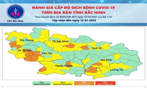 Cấp độ dịch COVID-19 tỉnh Bắc Ninh (12/1/2022)
