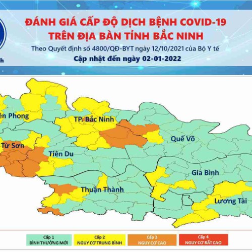 Cấp độ dịch COVID-19 tỉnh Bắc Ninh (02/01/2022)