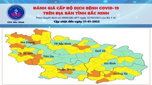 Cấp độ dịch COVID-19 tỉnh Bắc Ninh (21/01/2022)