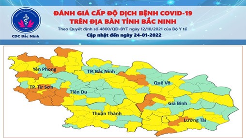 Cấp độ dịch COVID-19 tỉnh Bắc Ninh (24/01/2022)