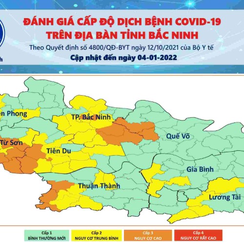 Cấp độ dịch COVID-19 tỉnh Bắc Ninh (04/01/2022)
