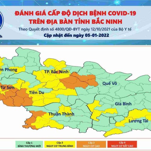 Cấp độ dịch COVID-19 tỉnh Bắc Ninh (05/01/2022)