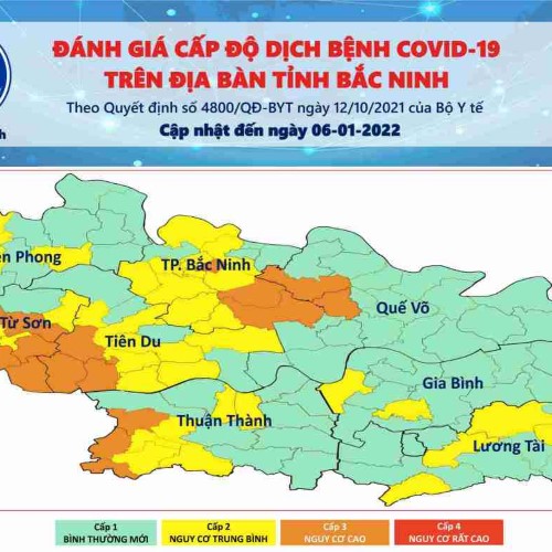 Cấp độ dịch COVID-19 tỉnh Bắc Ninh (6/1/2022)