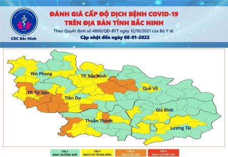 Cấp độ dịch COVID-19 tỉnh Bắc Ninh (8/1/2022)