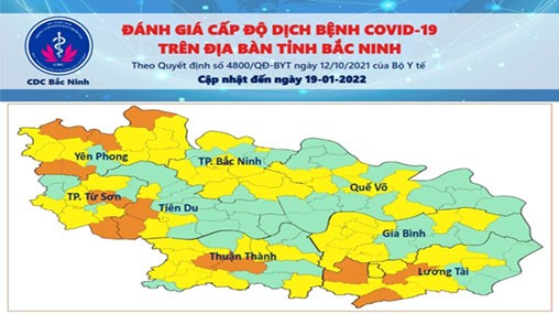 Cấp độ dịch COVID-19 tỉnh Bắc Ninh (19/01/2022)