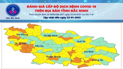Cấp độ dịch COVID-19 tỉnh Bắc Ninh (22/01/2022)