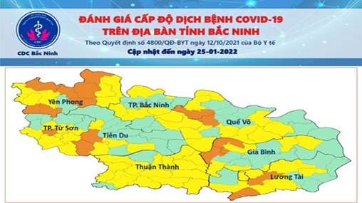Cấp độ dịch COVID-19 tỉnh Bắc Ninh (25/01/2022)