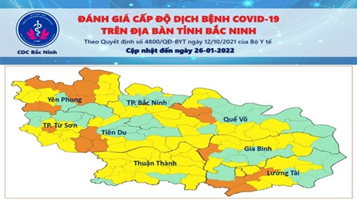 Cấp độ dịch COVID-19 tỉnh Bắc Ninh (26/01/2022)