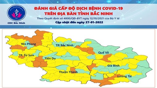 Cấp độ dịch COVID-19 tỉnh Bắc Ninh (27/01/2022)