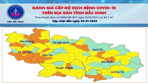 Cấp độ dịch COVID-19 tỉnh Bắc Ninh (28/01/2022)