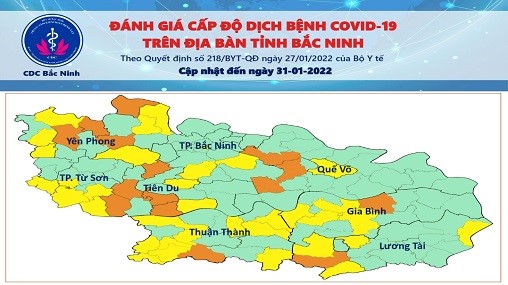 Cấp độ dịch COVID-19 tỉnh Bắc Ninh (31/01/2022)