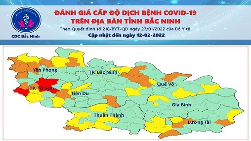 Cấp độ dịch COVID-19 tỉnh Bắc Ninh (12/02/2022)