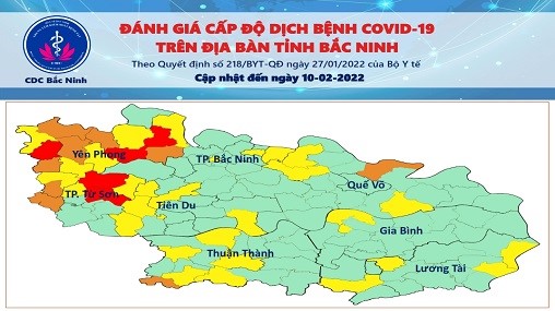 Cấp độ dịch COVID-19 tỉnh Bắc Ninh (10/02/2022)