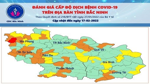 Cấp độ dịch COVID-19 tỉnh Bắc Ninh (17/02/2022)