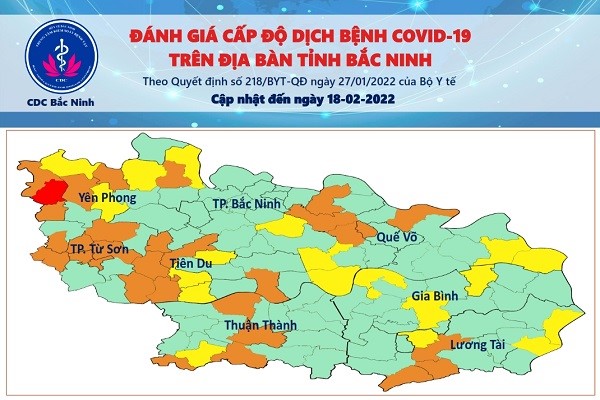 Cấp độ dịch COVID-19 tỉnh Bắc Ninh (18/02/2022)