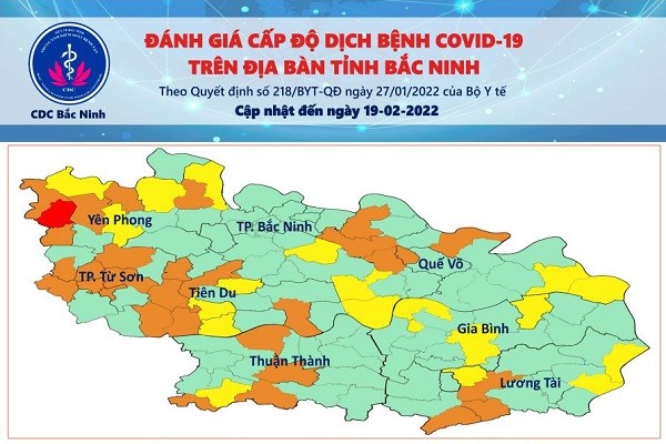 Cấp độ dịch COVID-19 tỉnh Bắc Ninh (19/02/2022)