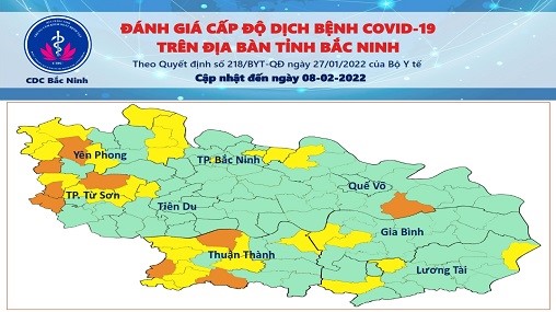 Cấp độ dịch COVID-19 tỉnh Bắc Ninh (8/2/2022)