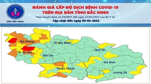 Cấp độ dịch COVID-19 tỉnh Bắc Ninh (9/2/2022)
