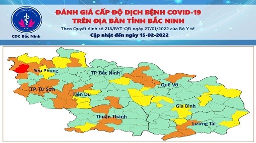Cấp độ dịch COVID-19 tỉnh Bắc Ninh (15/02/2022)