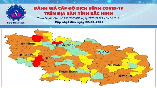 Cấp độ dịch COVID-19 tỉnh Bắc Ninh (22/02/2022)