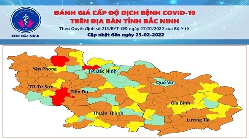 Cấp độ dịch COVID-19 tỉnh Bắc Ninh (23/02/2022)
