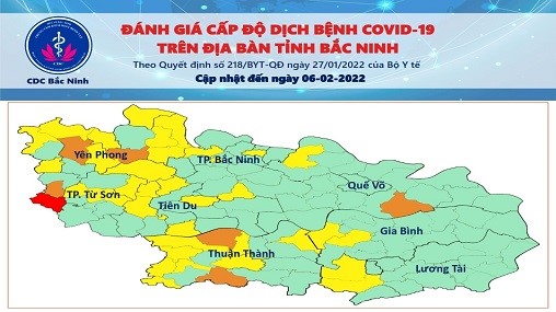 Cấp độ dịch COVID-19 tỉnh Bắc Ninh (6/2/2022)