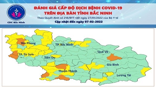 Cấp độ dịch COVID-19 tỉnh Bắc Ninh (7/2/2022)
