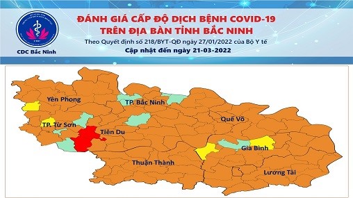 Cấp độ dịch COVID-19 tỉnh Bắc Ninh (21/3/2022)