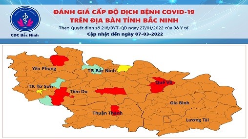 Cấp độ dịch COVID-19 tỉnh Bắc Ninh (7/3/2022)