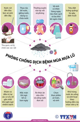 [Infographic]: Bộ Infographic Phòng chống dịch bệnh sau bão lụt và mưa lũ